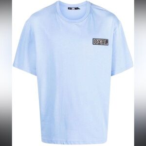 New Karl Lagerfeld Ikonik 2.0 Sky Blue Graphic Tee Size M